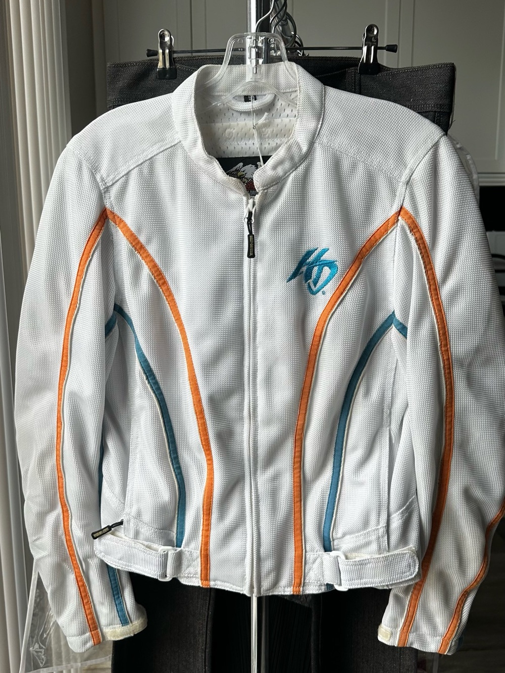 RARE VINTAGE HARLEY DAVIDSON! White Moto Sport Biker Jacket Mesh Knit-S